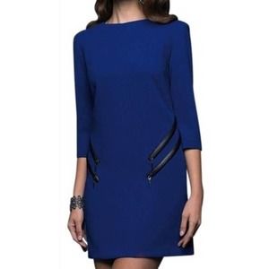Alberto Makali Blue Zipper Detail Mini Dress Size 10